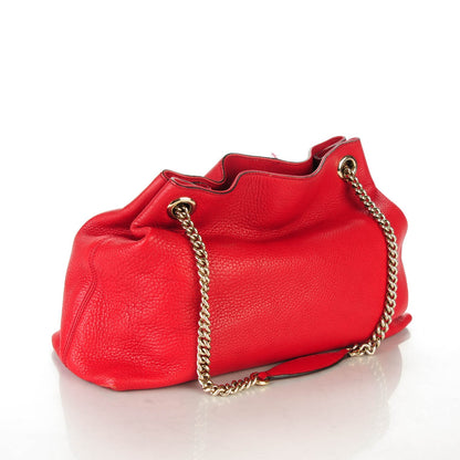 Gucci Pebbled Calfskin Medium Soho Chain Shoulder Bag Tabasco Red 3 of 11