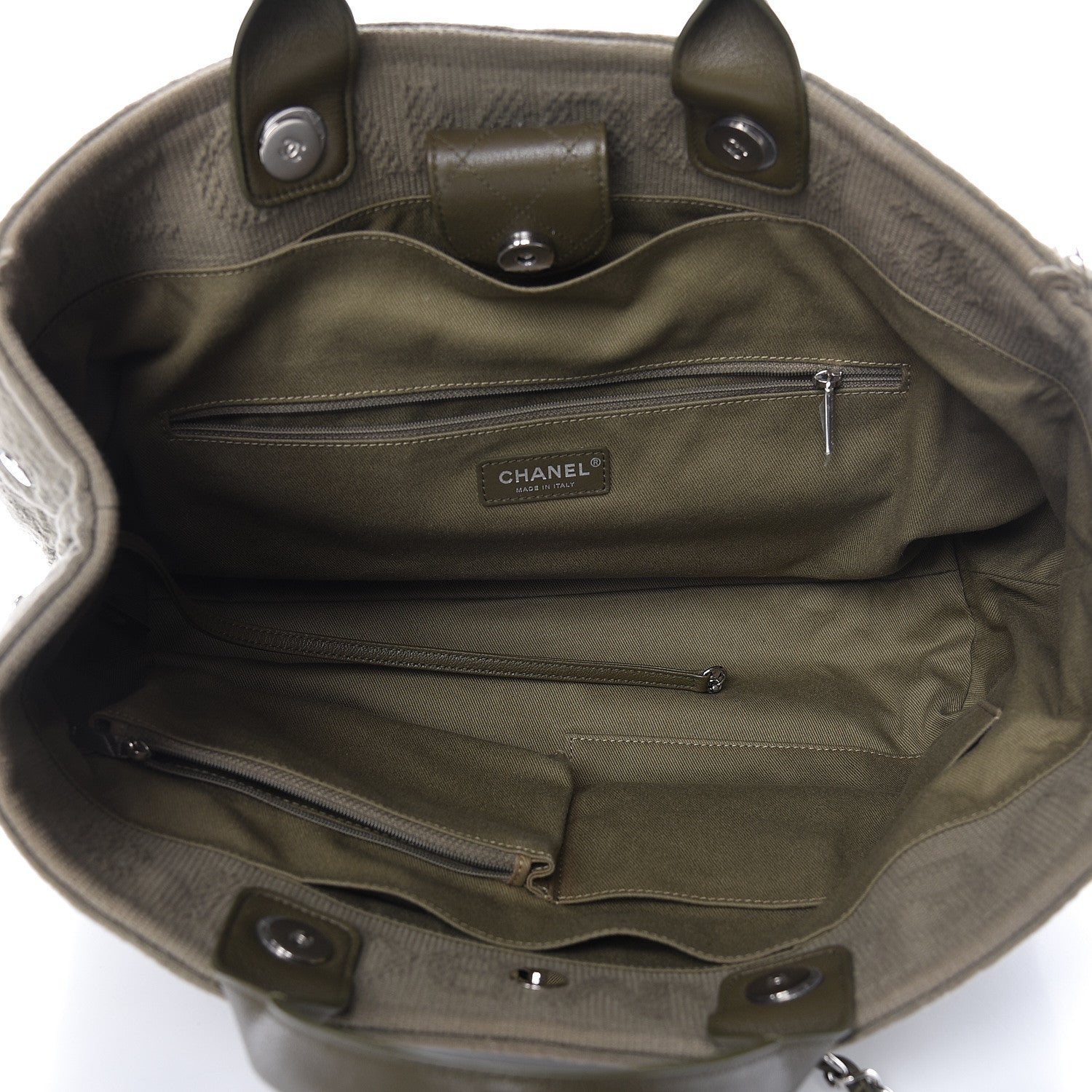 Chanel Canvas Large Double Face Shopping Tote Green 6 of 13