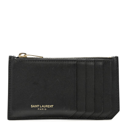 Saint Laurent Calfskin 5 Fragments Zip Pouch Card Holder Black 1 of 11