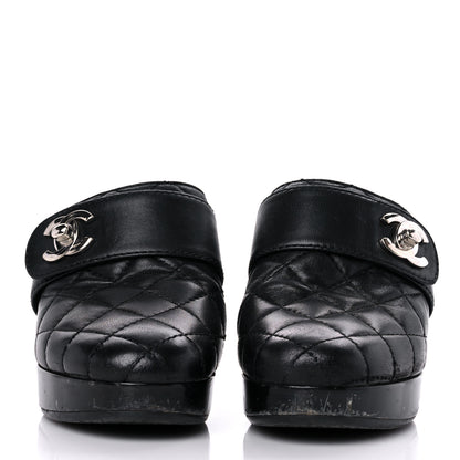 Chanel Lambskin Quilted CC Turn Lock Clogs 36 Black 2 of 16