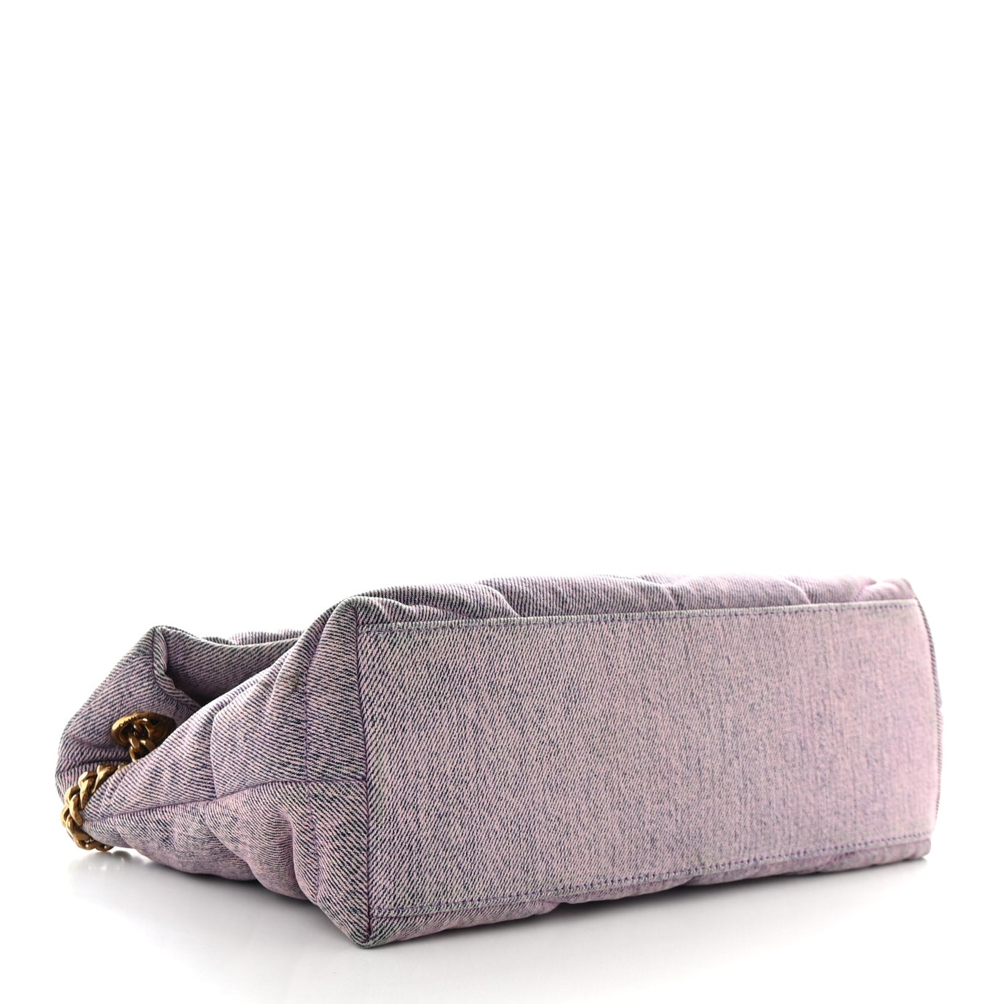 Denim Quilted Small Loulou Puffer Monogram Chain Satchel Bleached Lilac