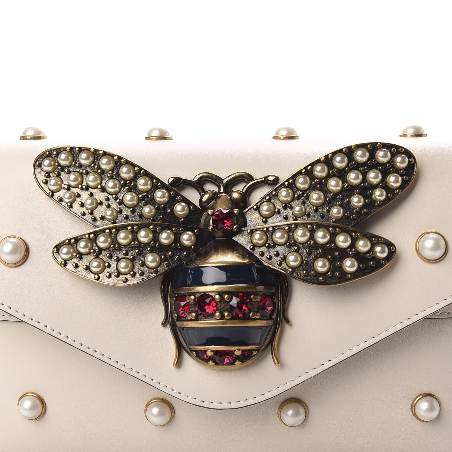 Gucci Nappa Pearl Studded Mini Queen Margaret Broadway Shoulder Bag Mystic White 11 of 12