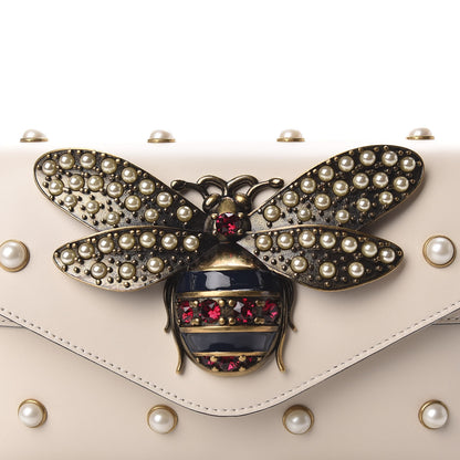Gucci Nappa Pearl Studded Mini Queen Margaret Broadway Shoulder Bag Mystic White 11 of 12