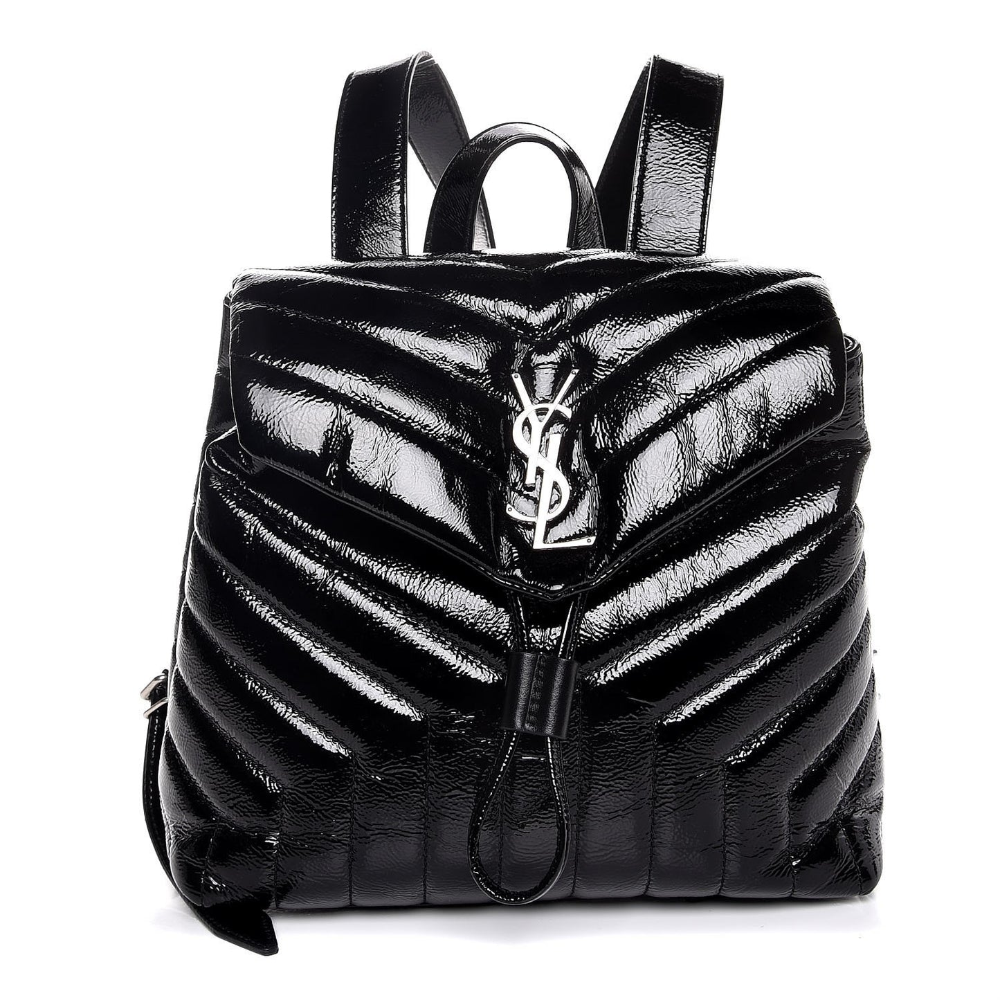 Patent Y Quilted Monogram Small Loulou Backpack Black