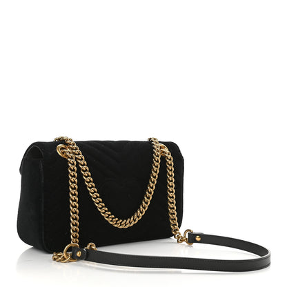 Gucci Velvet Matelasse Small GG Marmont Shoulder Bag Black 4 of 10