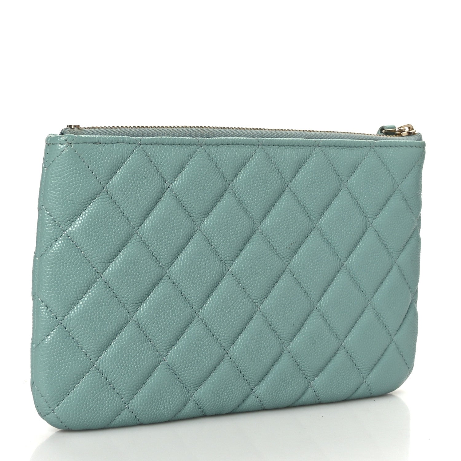 Chanel Shiny Caviar Quilted Cosmetic Case Light Blue 3 of 9