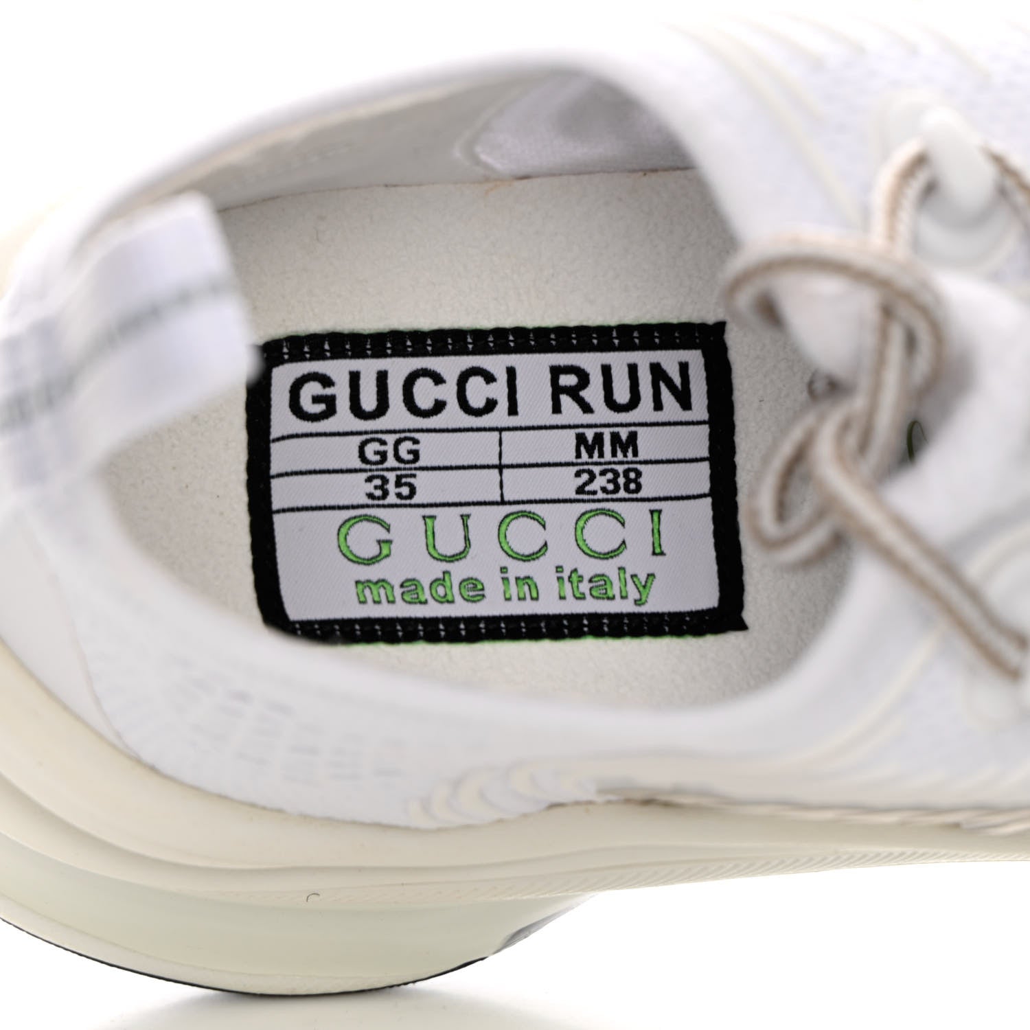 Gucci Technical Knit Fabric Waves Womens Gucci Run Sneakers 35 Great White Thunder 6 of 8