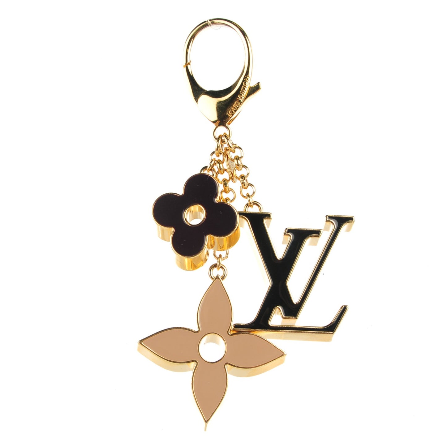 Fleur De Monogram Bag Charm Dore