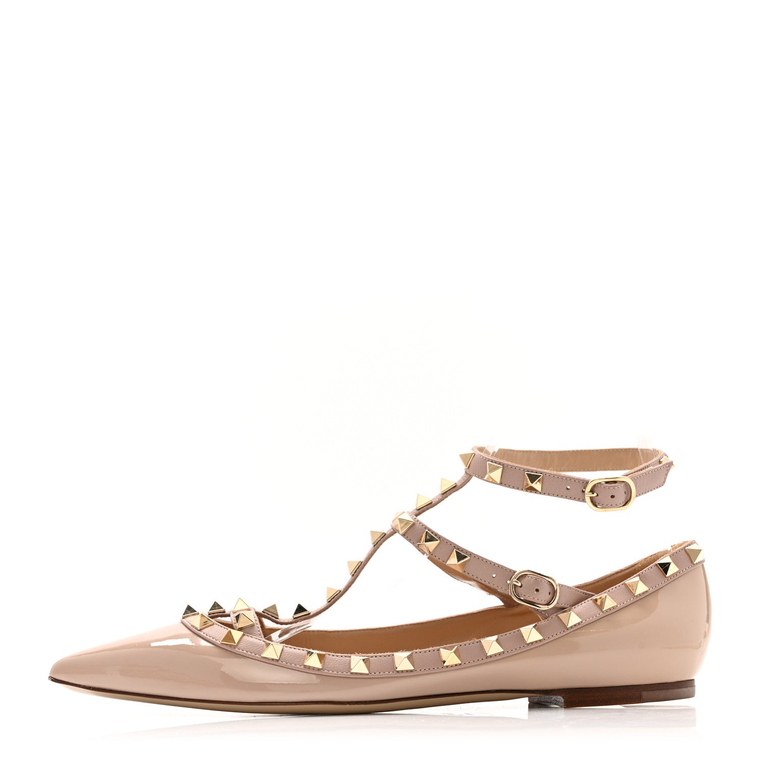 Valentino Garavani Patent Rockstud Cage Ballerina Flats 40 Poudre 1 of 10
