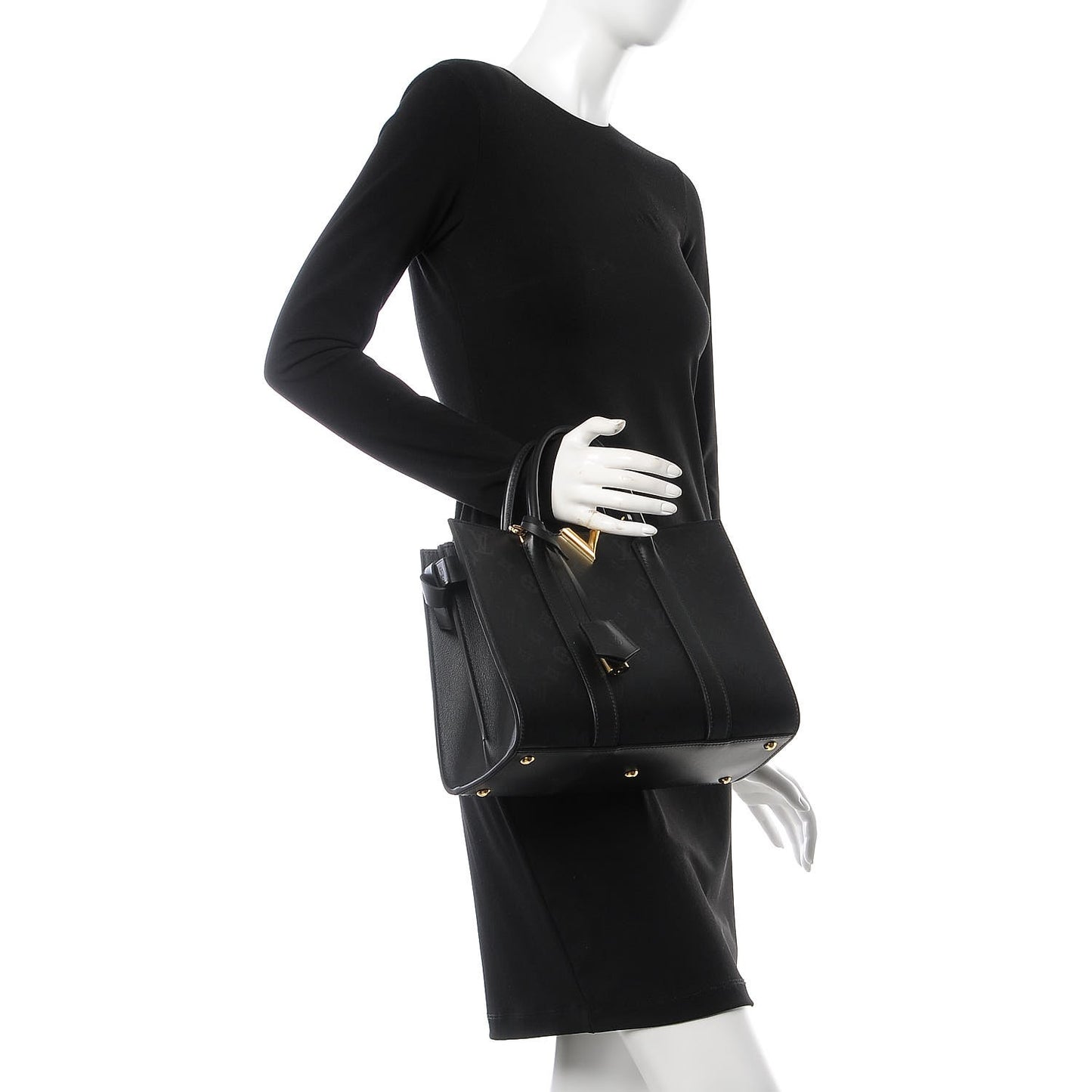 Monogram Cuir Plume Very Tote MM Black