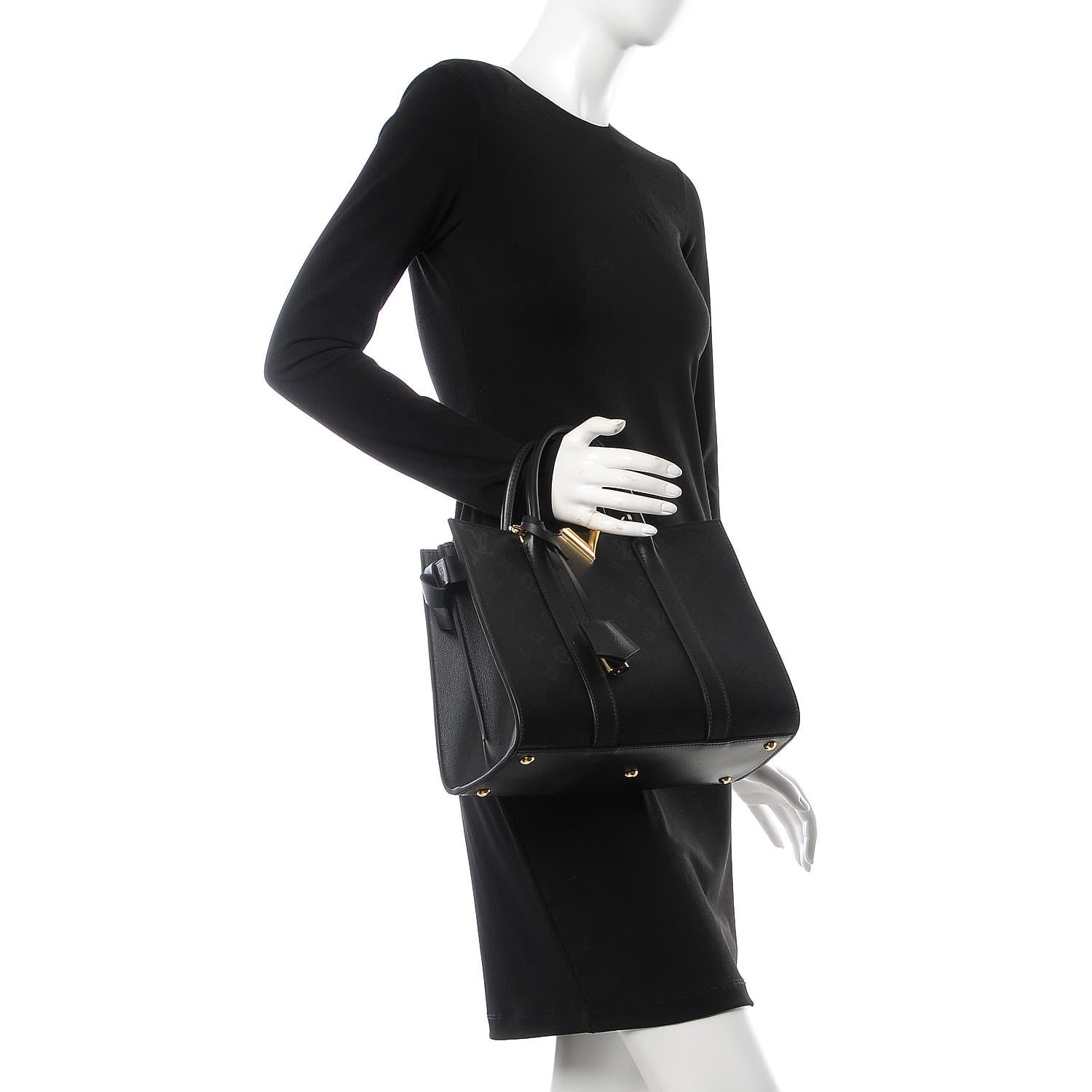 Louis Vuitton Monogram Cuir Plume Very Tote MM Black 3 of 10