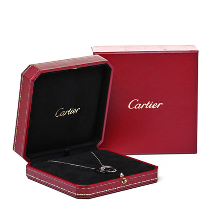 Cartier 18K White Gold Palladium Black Ceramic Diamond Trinity Pendant Necklace 5 of 5