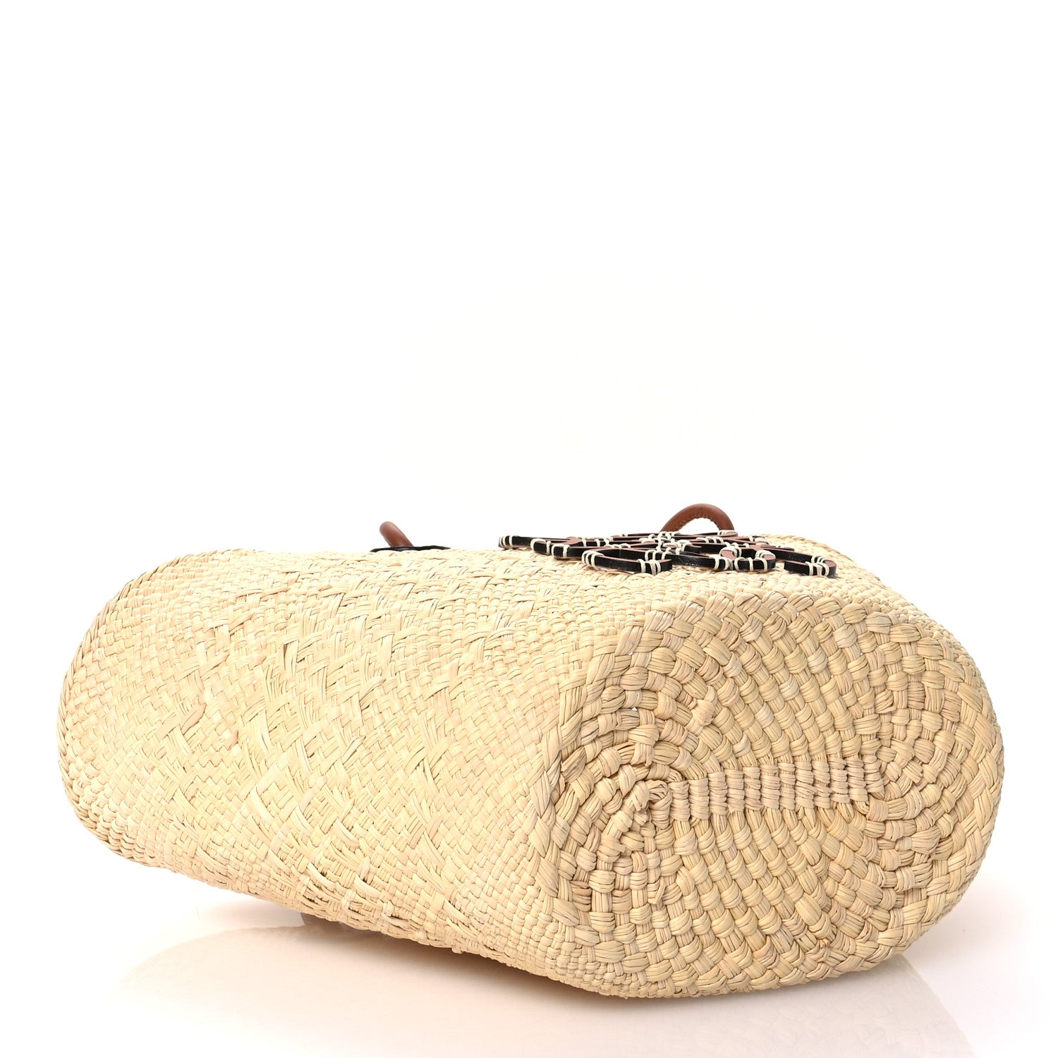 Loewe Calfskin Raffia Paulas Ibiza Small Anagram Basket Tote Bag Natural Tan 4 of 11