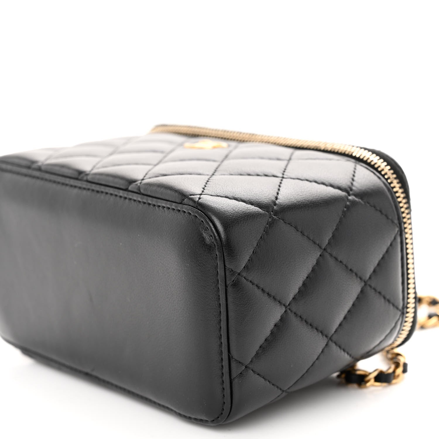 Chanel Lambskin Quilted Pearl Crush Small Vanity Case With Chain Black 10 of 10