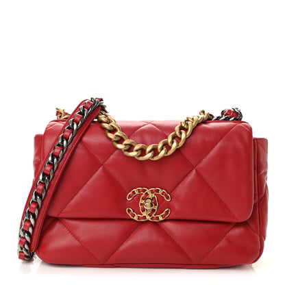 Chanel Lambskin Quilted Medium Chanel 19 Flap Red 1 of 11