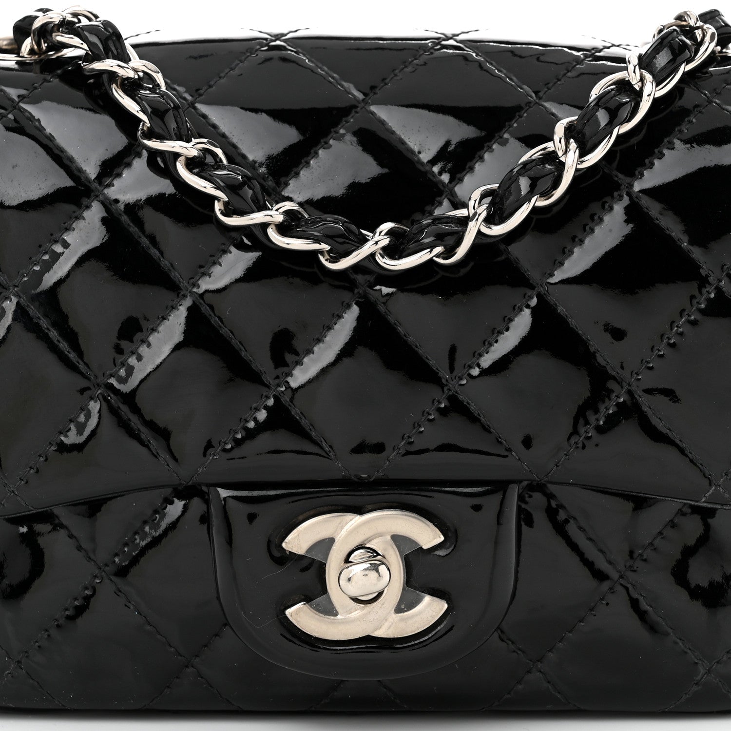 Chanel Patent Calfskin Quilted Mini Square Flap Black 8 of 10