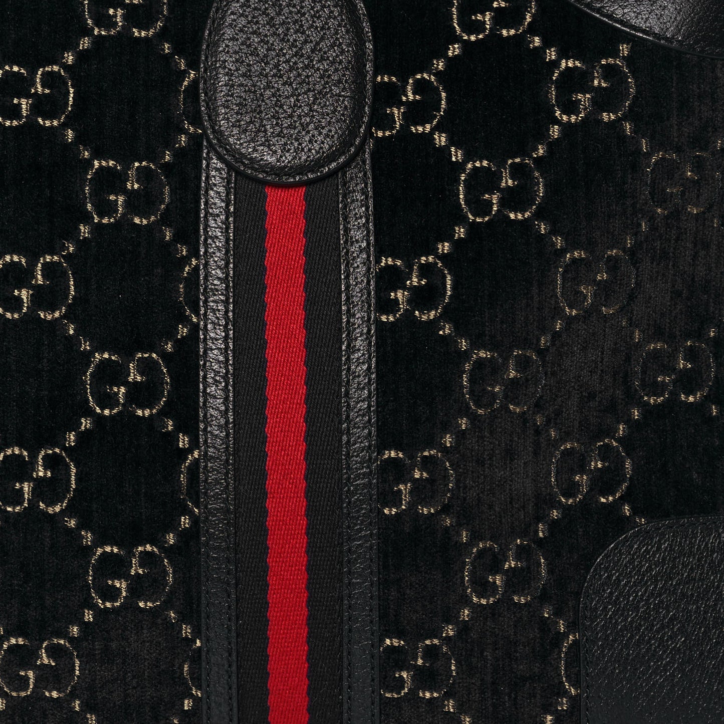 Velvet GG Monogram Textured Calfskin Web Medium Duffle Bag Blue Beige Black