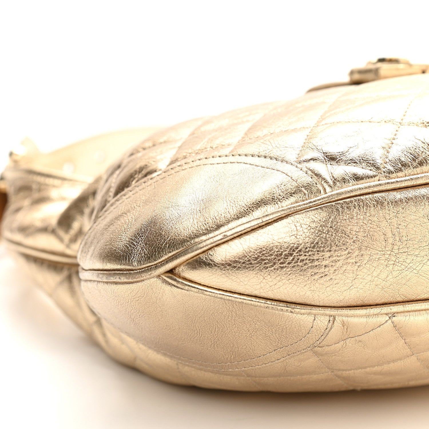 Burberry Metallic Calfskin Quilted Hoxton Hobo Gold 5 of 13