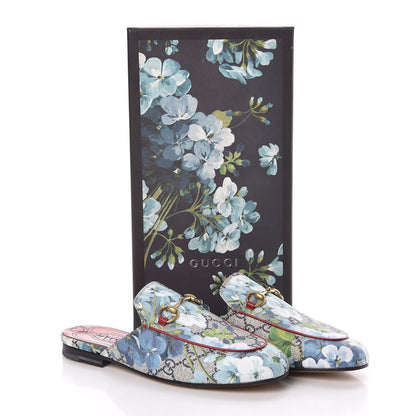 Gucci GG Supreme Monogram Blooms Womens Princetown Slippers 36.5 Beige Blue Navy Hibiscus Red 7 of 7
