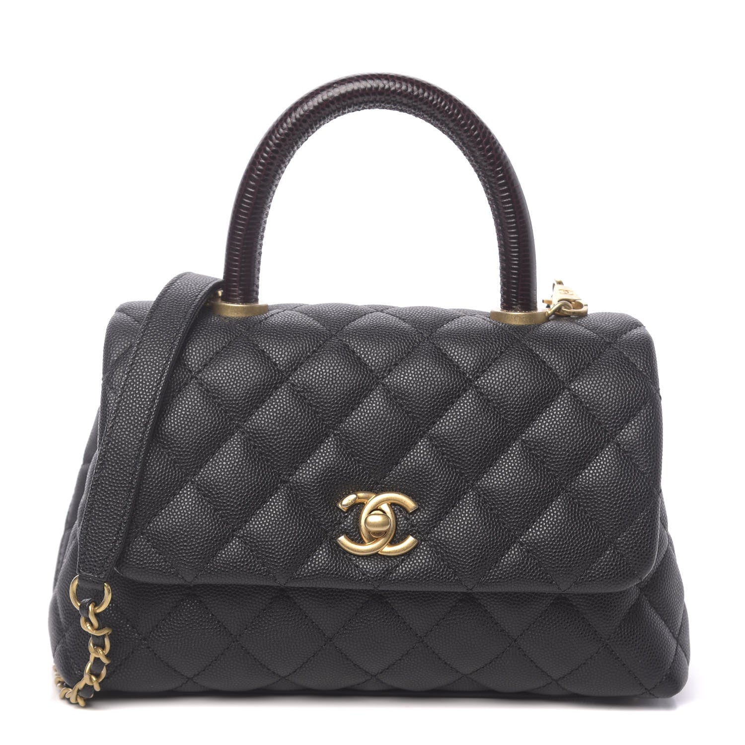 Chanel Caviar Lizard Embossed Quilted Mini Coco Handle Flap Black 1 of 10