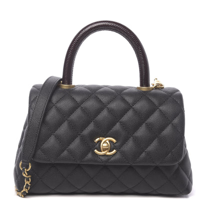 Chanel Caviar Lizard Embossed Quilted Mini Coco Handle Flap Black 1 of 10