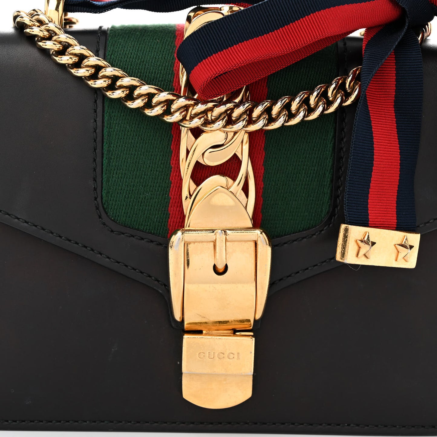 Calfskin Mini Sylvie Chain Shoulder Bag Black