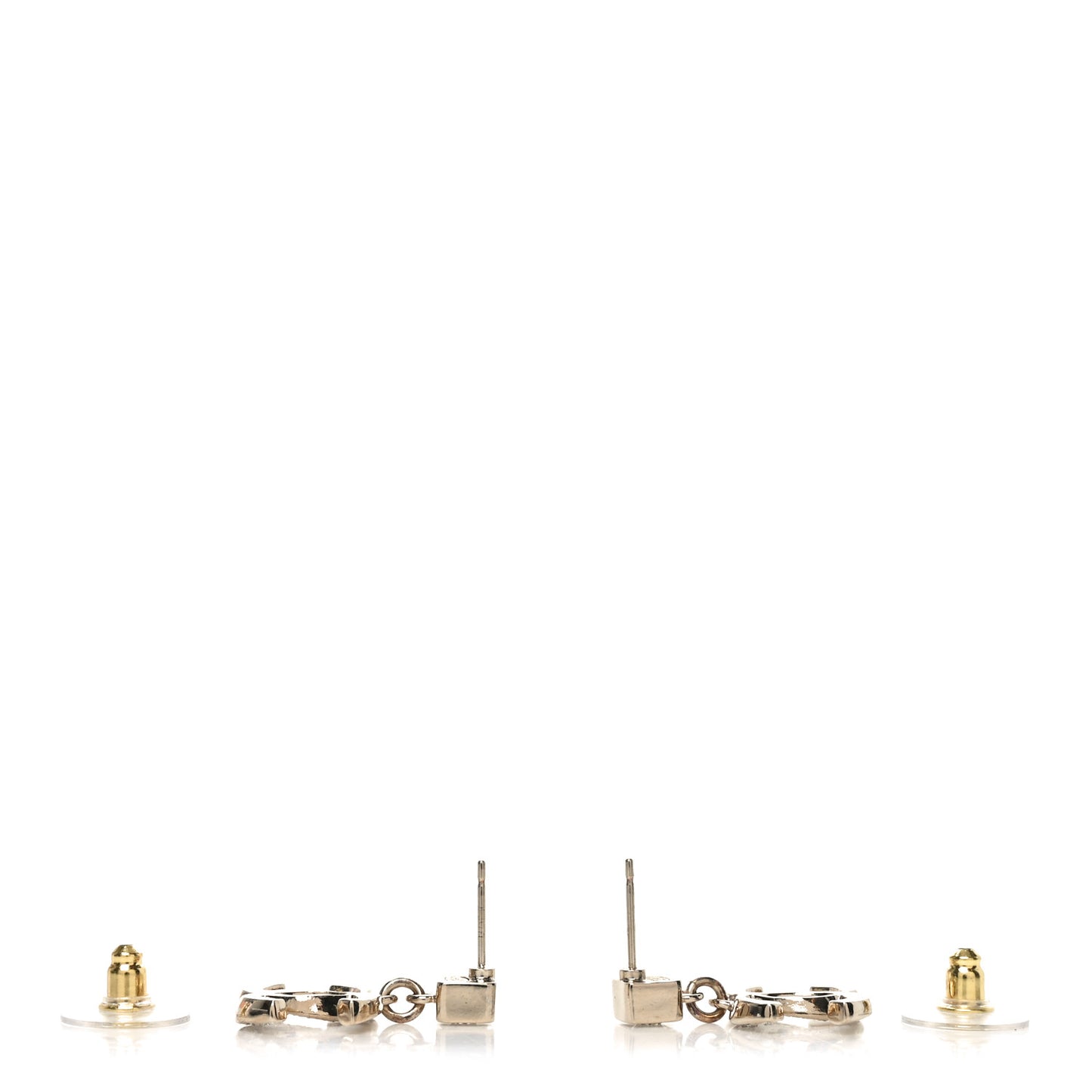 Crystal Irregular CC Square Drop Earrings Gold