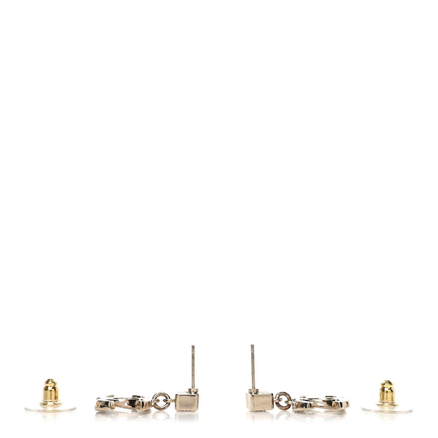Chanel Crystal Irregular CC Square Drop Earrings Gold 3 of 4