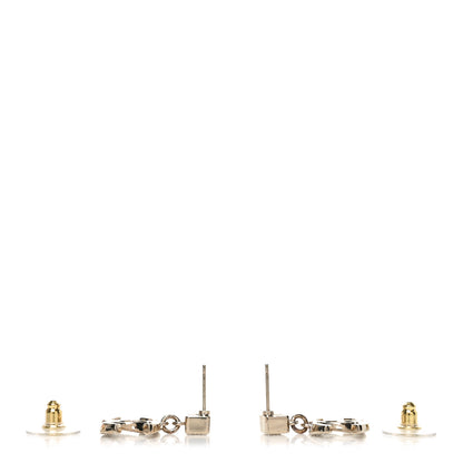 Chanel Crystal Irregular CC Square Drop Earrings Gold 3 of 4