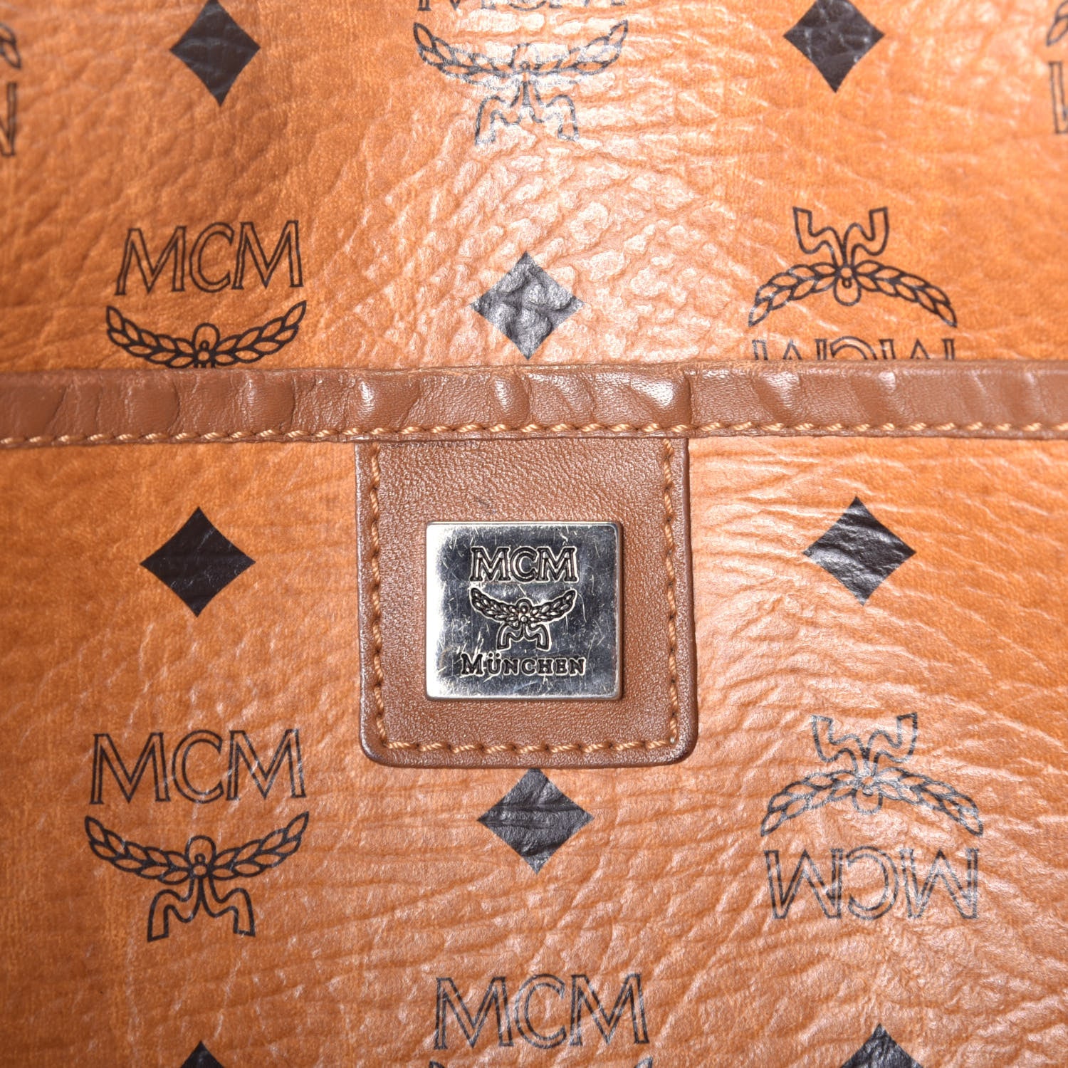 MCM Visetos Shopping Tote Cognac 6 of 9