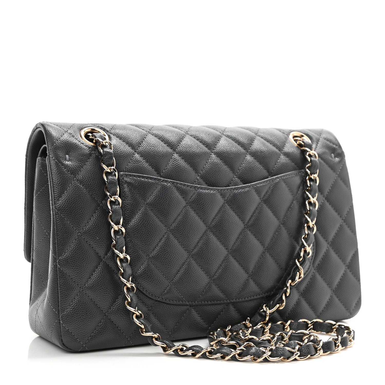 Chanel Caviar Quilted Medium Double Flap Dark Grey 3 of 8