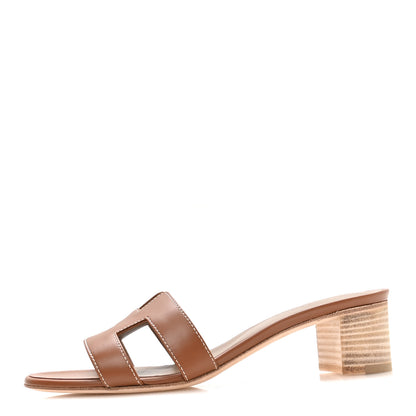 Hermes Calfskin Oasis Sandals 38 Gold 1 of 9