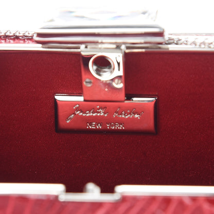 Judith Leiber Crocodile Austrian Crystal Box Clutch Red 9 of 10