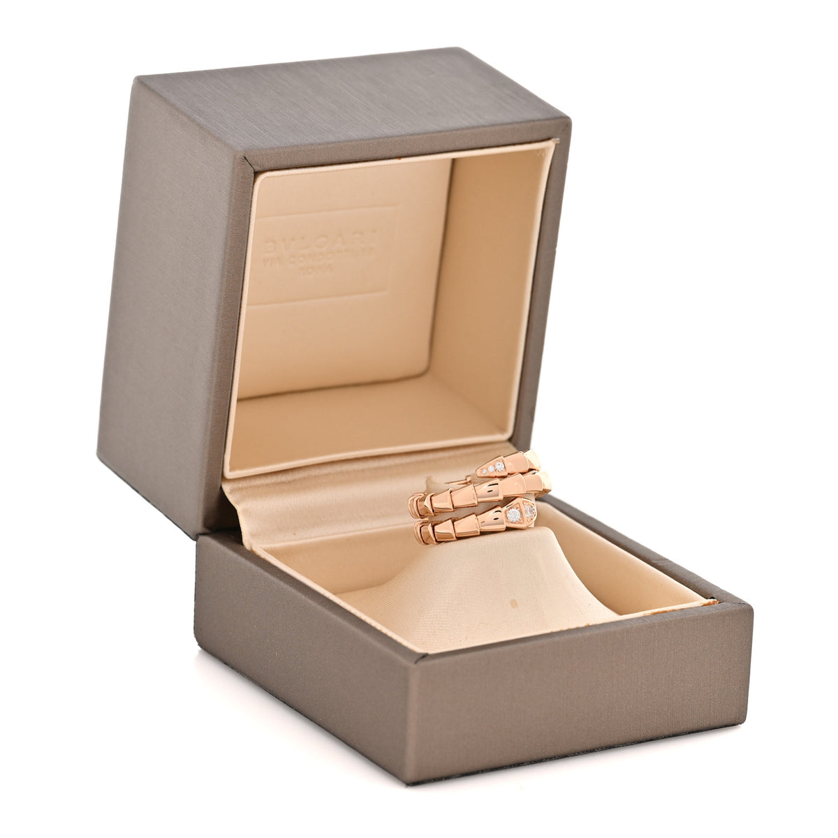 Bulgari 18K Rose Gold Diamond Serpenti Viper Wrap Ring M 5 of 5