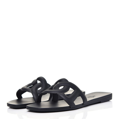 Hermes Rubber Aloha Sandals 37 Black 3 of 9