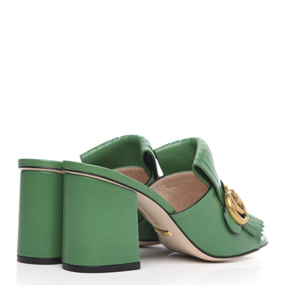 Gucci Malaga Kid GG Marmont Fringe 75mm Slide Sandals 37 New Shamarock 3 of 7