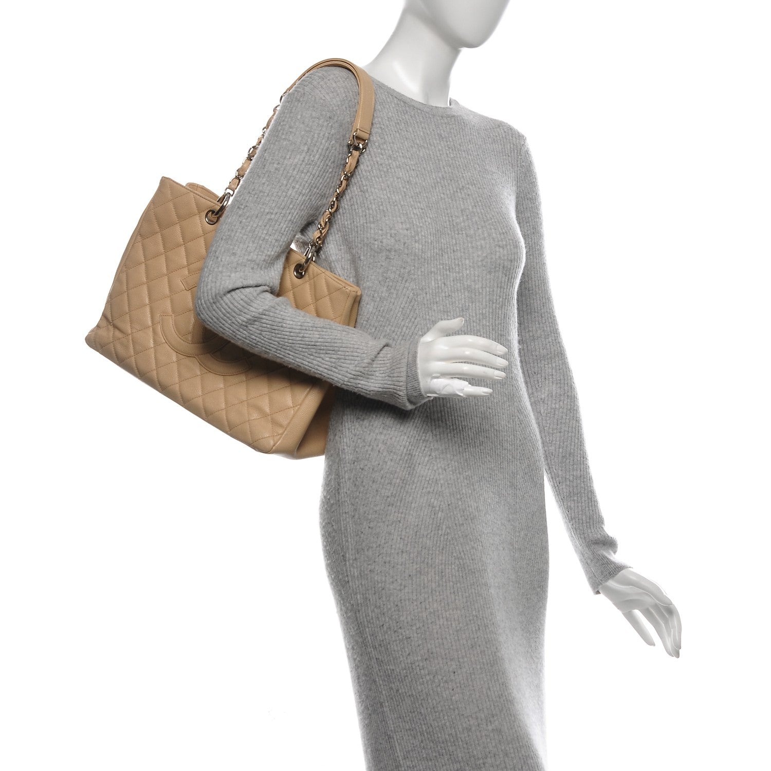 Chanel Caviar Quilted Grand Shopping Tote GST Beige 2 of 11