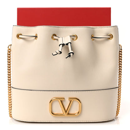 Valentino Garavani Nappa Mini VLogo Signature Chain Bucket Bag Light Ivory 10 of 10