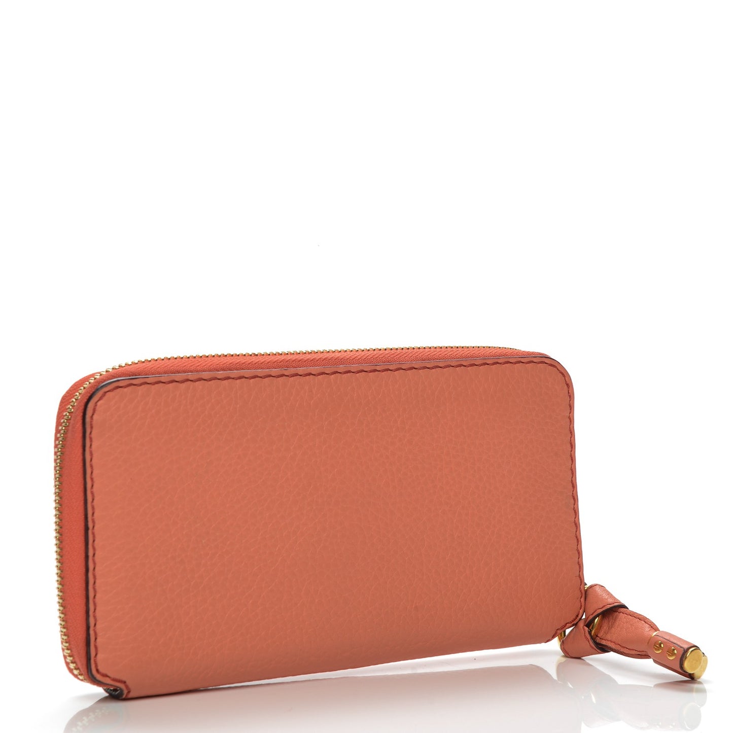 Grained Calfskin Marcie Long Zip Around Wallet Coral Pop