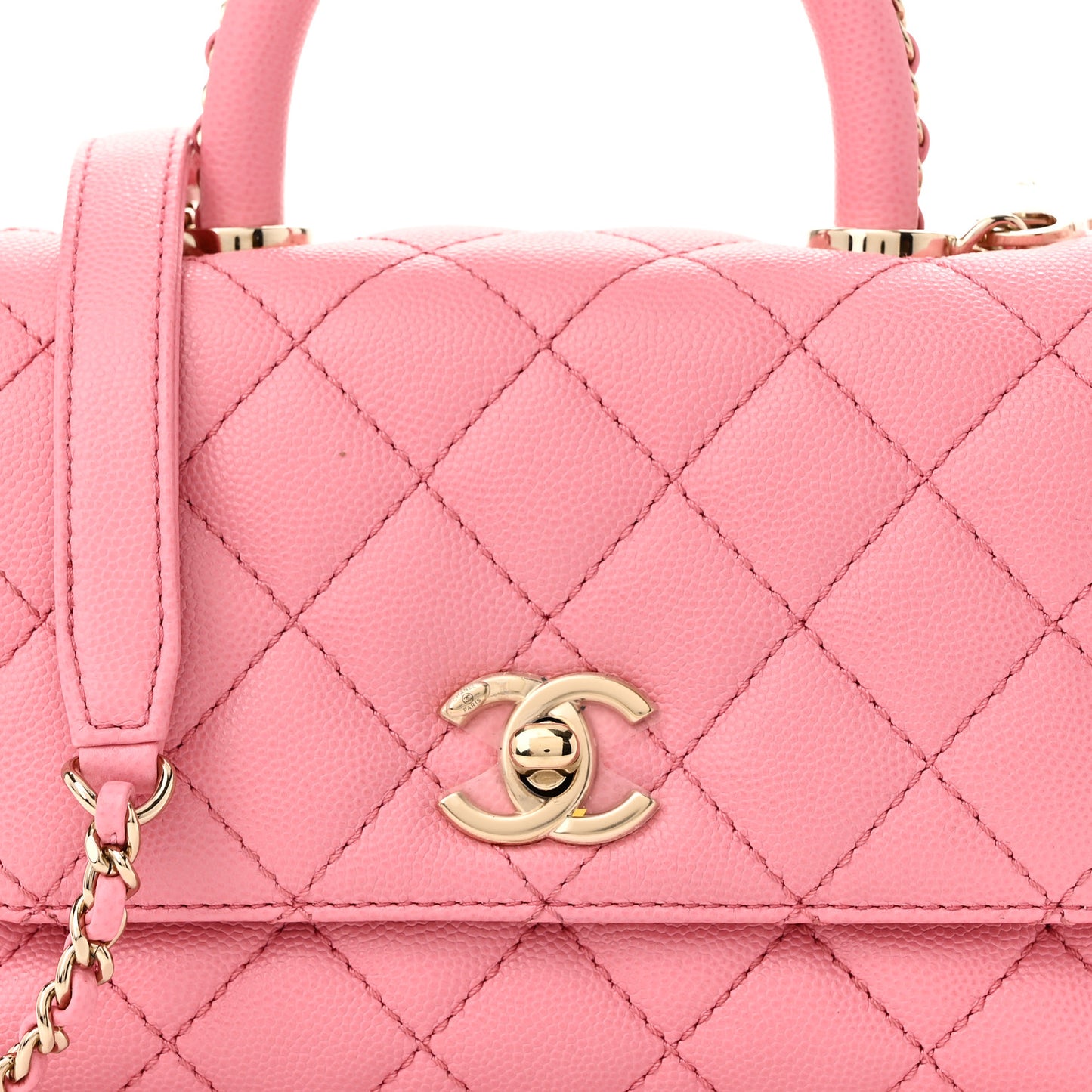 Caviar Quilted Extra Mini Coco Chain Handle Flap Pink