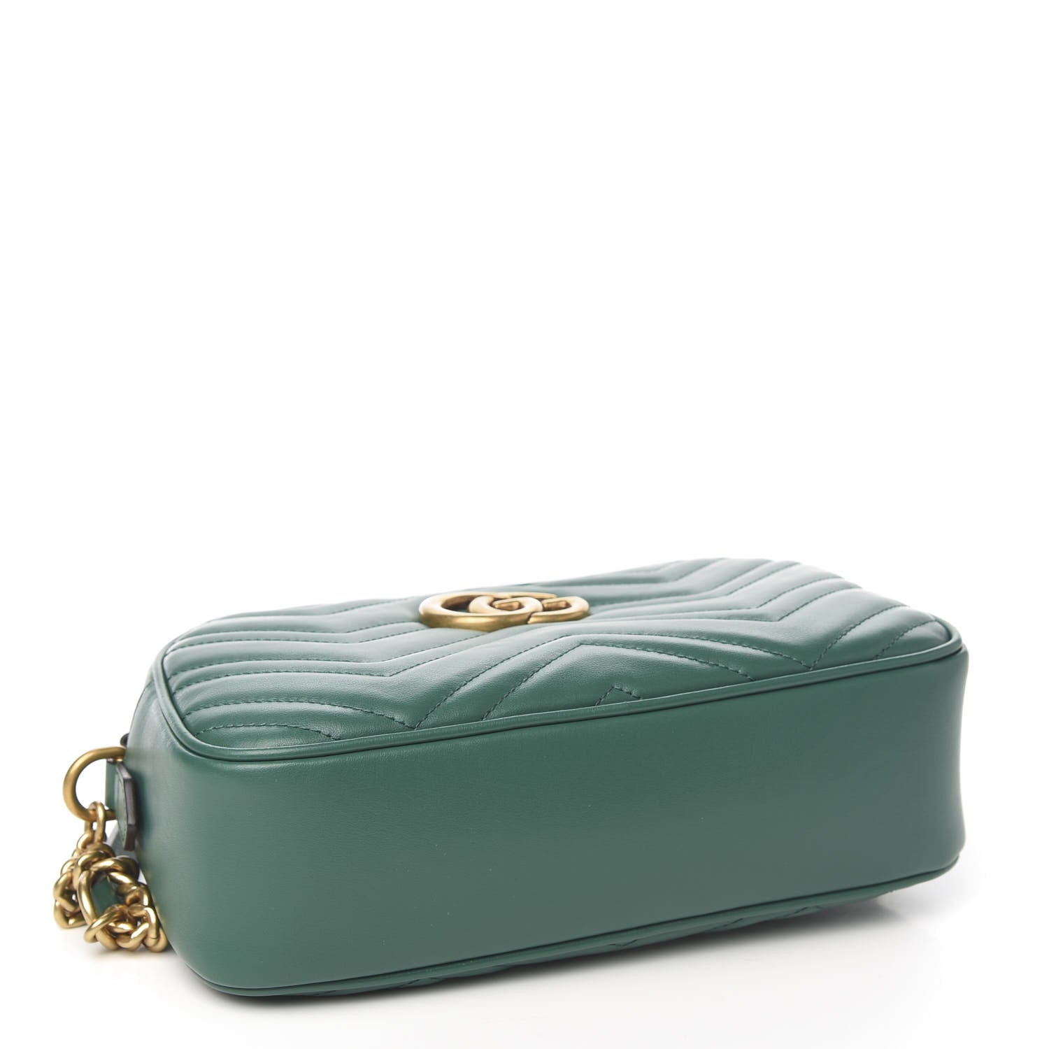 Gucci Calfskin Matelasse Small GG Marmont Chain Shoulder Bag Emerald Green 3 of 9