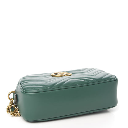 Gucci Calfskin Matelasse Small GG Marmont Chain Shoulder Bag Emerald Green 3 of 9