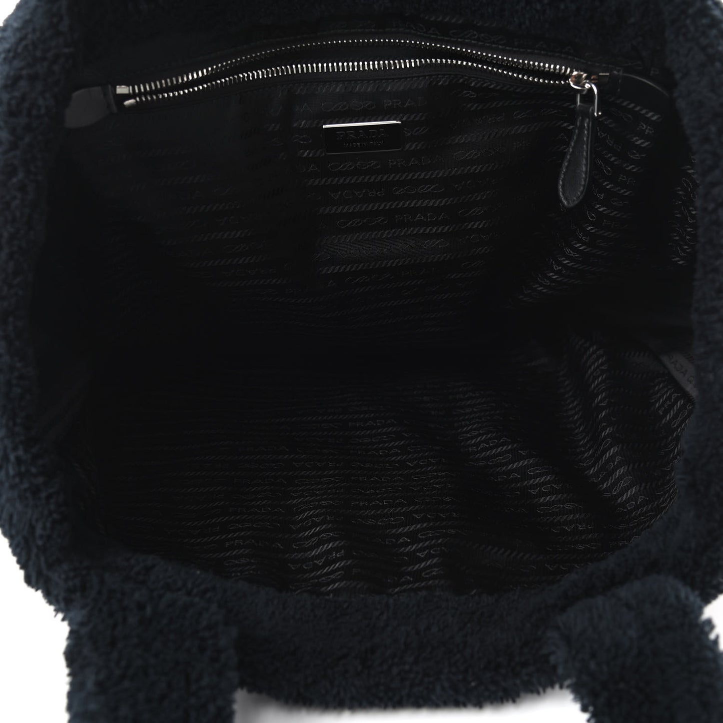 Terry Cloth Tote Bag Black White