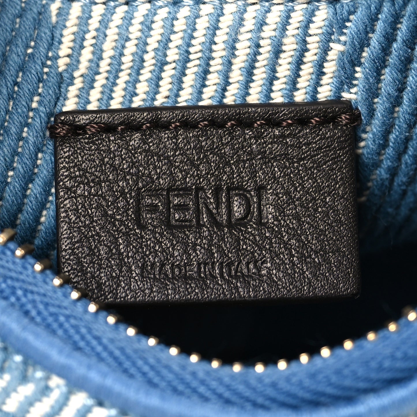 Denim Effect Fabric Jacquard FF 1974 Nano Fendigraphy Hobo Charm Blue White