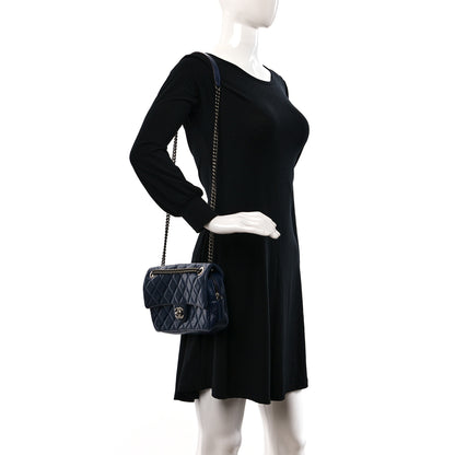 Chanel Glazed Calfskin Quilted Medium Duo Color Flap Blue 3 of 10