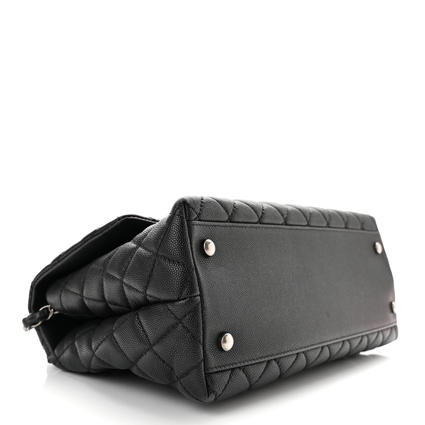 Caviar Lizard Embossed Quilted Small Coco Handle Flap Black