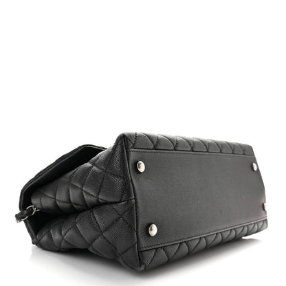 Chanel Caviar Lizard Embossed Quilted Small Coco Handle Flap Black 3 of 9