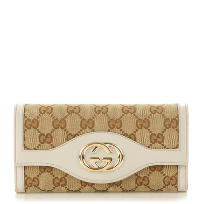 Gucci Monogram Margaux Calfskin Sukey Continental Wallet Beige Ebony Mystic White 1 of 6