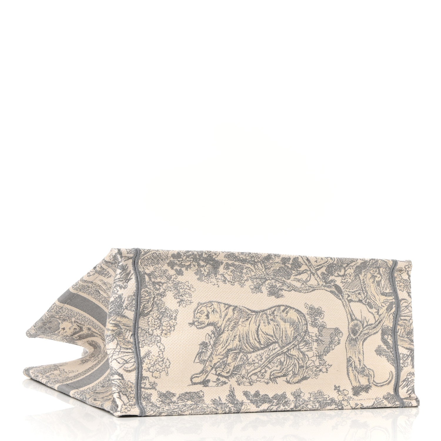 Christian Dior Canvas Embroidered Medium Dioriviera Toile De Jouy Book Tote Gray 3 of 9
