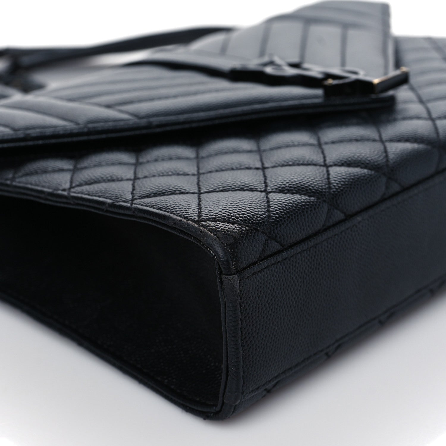 Saint Laurent Grain De Poudre Textured Mixed Matelasse Triquilt Medium Monogram Satchel Black 8 of 9